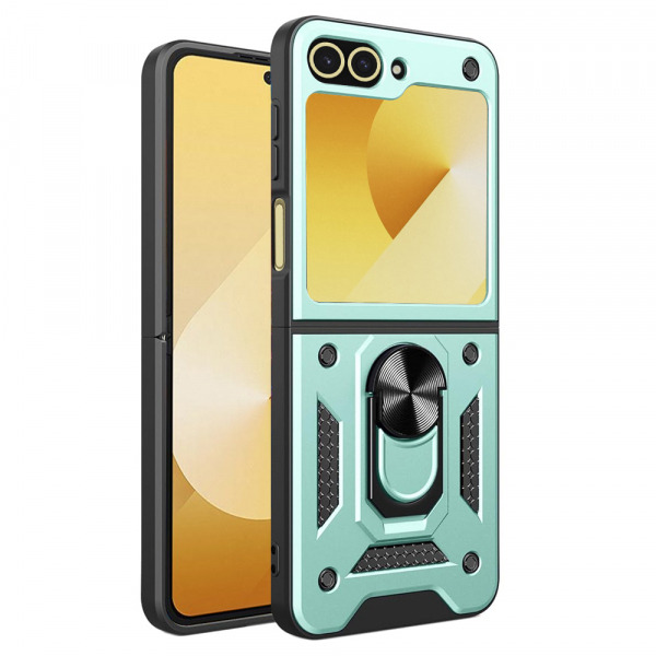 Husa pentru Samsung Galaxy Z Flip7 FE F761 / Z Flip6 F741, Techsuit, CamShield, Verde