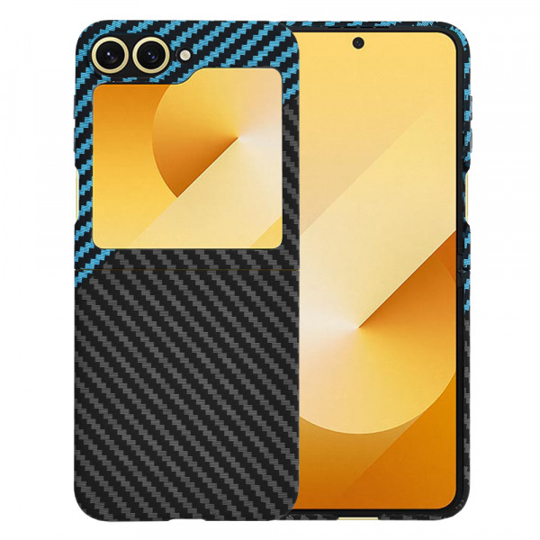Husa pentru Samsung Galaxy Z Flip7 FE F761 / Z Flip6 F741, Techsuit, Carbonite FiberShell, Neagra Bleu