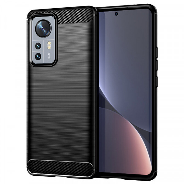 Husa pentru Xiaomi 12 Pro, Techsuit, Carbon, Neagra