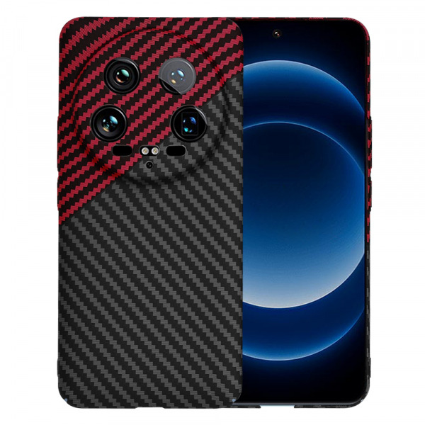 Husa pentru Xiaomi 14 Ultra, Techsuit, Carbonite FiberShell, Neagra Rosie