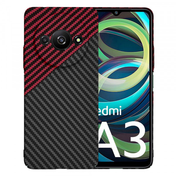 Husa pentru Xiaomi Redmi A3x / A3, Techsuit, Carbonite FiberShell, Neagra Rosie
