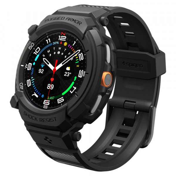 Husa Spigen Rugged Armor Pro pentru Samsung Galaxy Watch8 Classic, Neagra Mata ACS10013