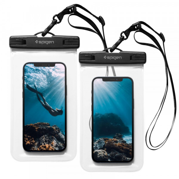 Husa Universala Waterproof pentru Telefon max. 3.5inch - 7inch, Spigen, A601, Set 2 buati, Transparenta AMP03098