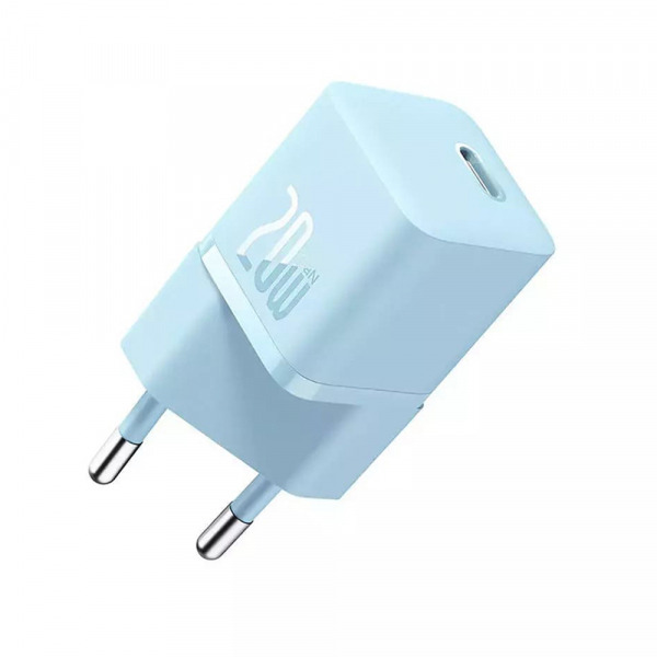 Incarcator Retea Baseus GaN Mini 1C, 20W, 3A, 1 x USB-C, Albastru CCGN050103