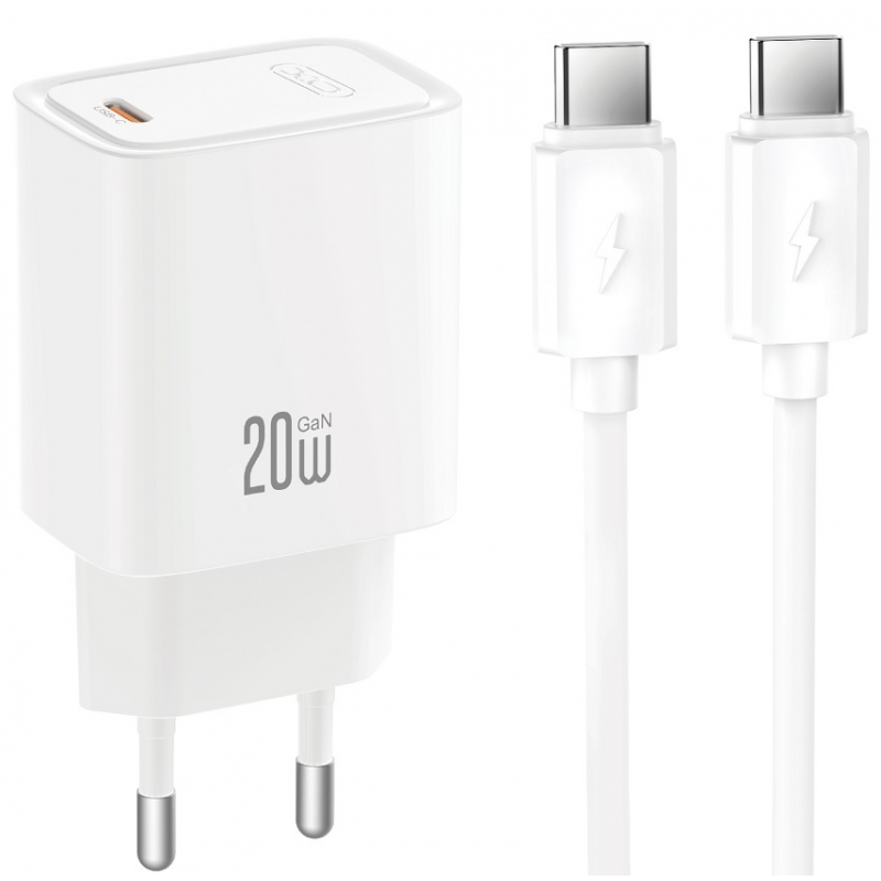 Incarcator Retea Cu Cablu USB-C XO Design CE51, 20W, 3A, 1 x USB-C, Alb