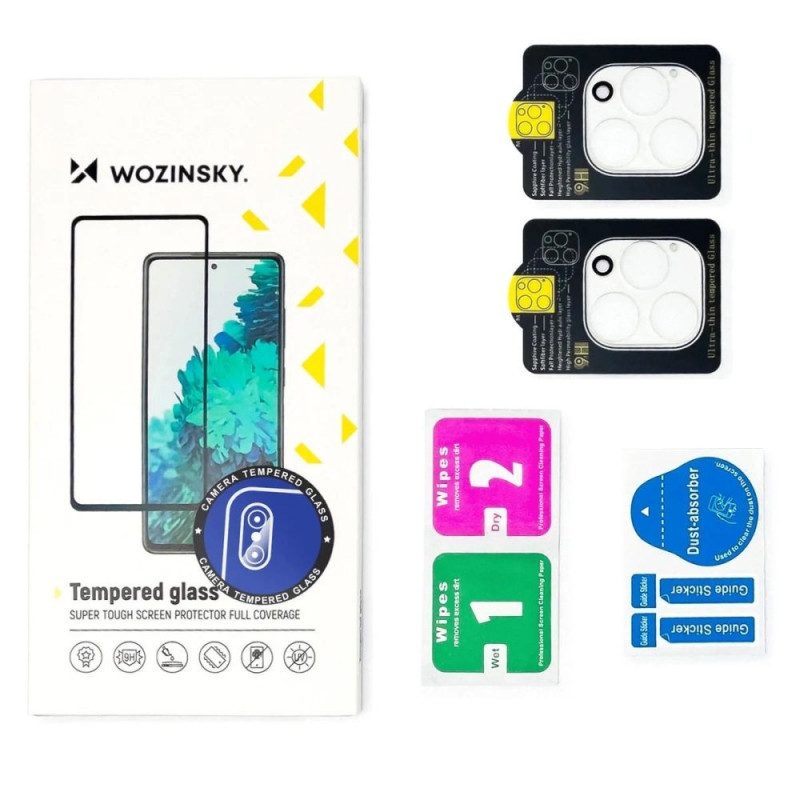 Folie de protectie Camera Spate WZK pentru Apple iPhone 17 Pro Max / 18 Pro Max, Sticla Securizata, Set 2 bucati, Neagra - Montaj fara bule intre lentile