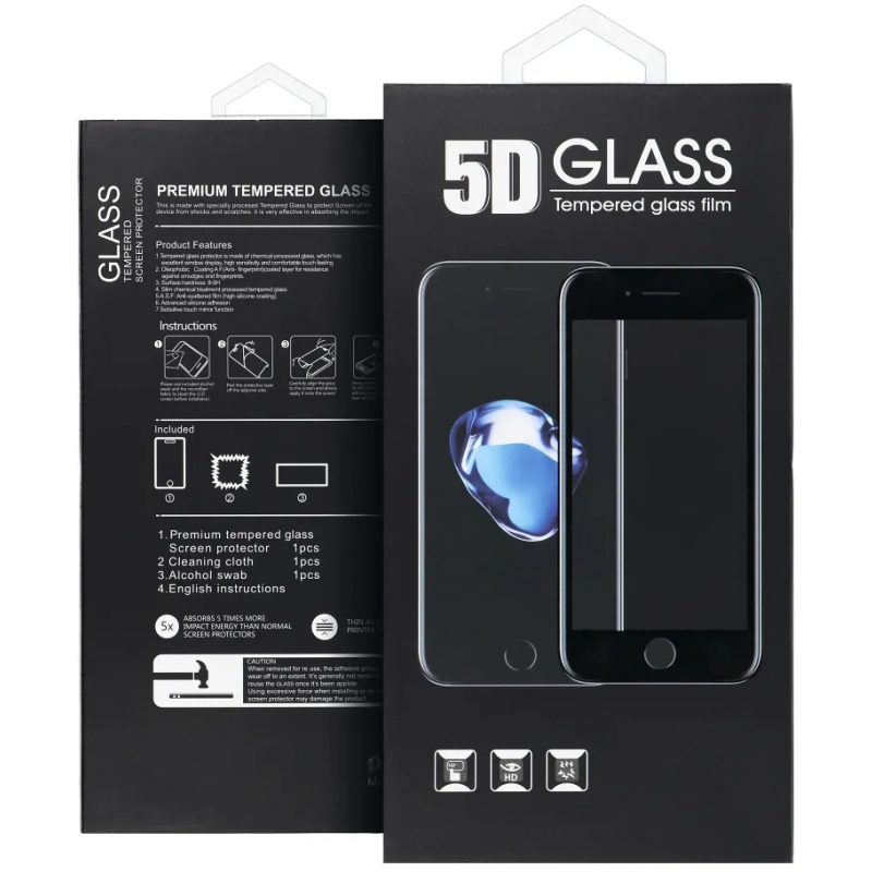 Folie de protectie Ecran Matte OEM pentru Apple iPhone 16 Pro Max, Sticla Securizata, Full Glue, 5D, Neagra - Finisaj mat, fara reflexii si amprente