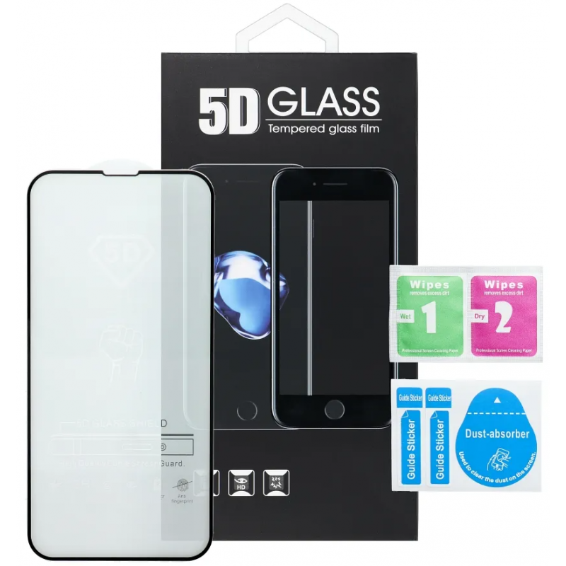 Folie de protectie Ecran Matte OEM pentru Apple iPhone 16 Pro Max, Sticla Securizata, Full Glue, 5D, Neagra - Potrivire pe Apple iPhone 16 Pro Max