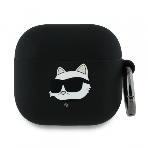 Husa Karl Lagerfeld 3D Choupette's Head pentru Apple AirPods 4, Neagra