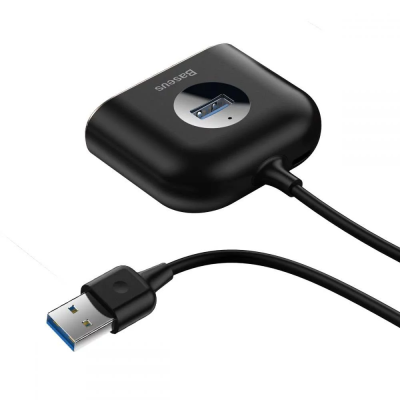 Hub USB Baseus Square, 1 x USB-A 3.0 - 3 x USB-A, Negru CAHUB-AY01 - Alimentarea se imparte