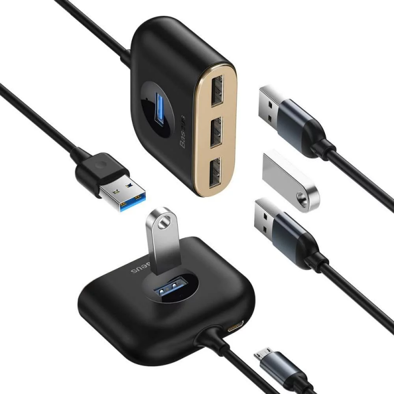 Hub USB Baseus Square, 1 x USB-A 3.0 - 3 x USB-A, Negru CAHUB-AY01 - Care port pentru ce dispozitiv