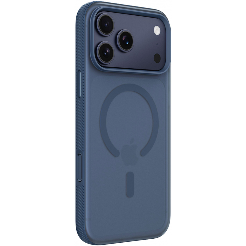 Husa MagSafe pentru Apple iPhone 17 Pro Max / 18 Pro Max, Belkin, SheerForce Grip, Bleumarin MSA036hqNY - Telefonul in mana pe scaune