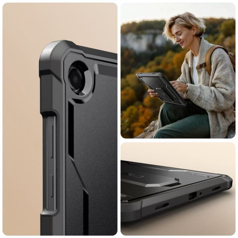 Husa pentru Samsung Galaxy Tab A11+ / Tab A9+, Tech-Protect, Kevlar Pro, Neagra - Protectie intarita la impact