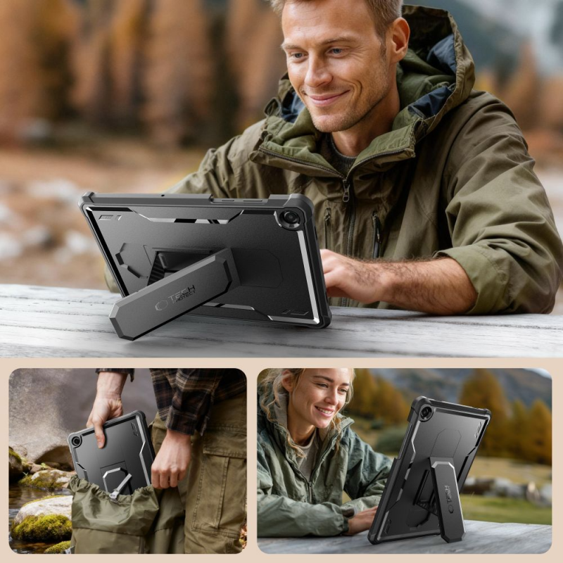 Husa pentru Samsung Galaxy Tab A11+ / Tab A9+, Tech-Protect, Kevlar Pro, Neagra - Practic si versatil