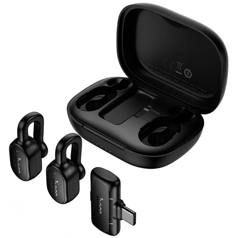 Lavaliera HOCO L27, USB-C, Set 2 bucati, Neagra  - Conectarea pe USB-C