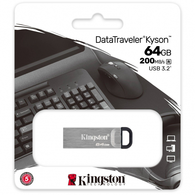 Memorie Externa USB-A 3.2 Kingston DT Kyson, 64Gb DTKN/64GB - Interfata USB-A 3.2 si viteza