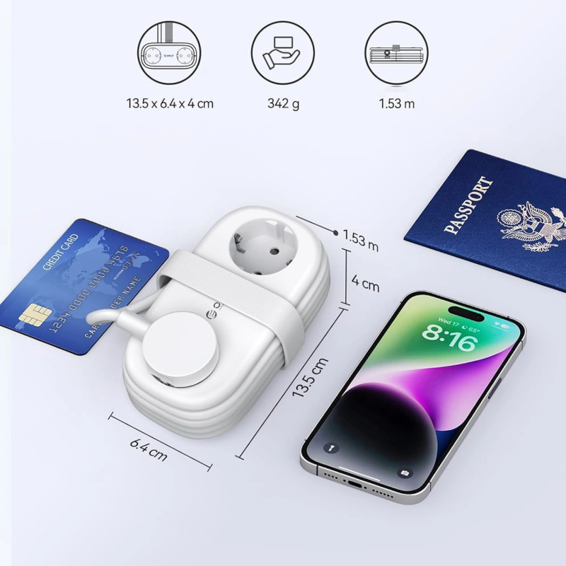 Prelungitor Orico AP3, 2 x Schuko - 2 x USB-A - 2 x USB-C, Alb - Cablurile de care ai nevoie
