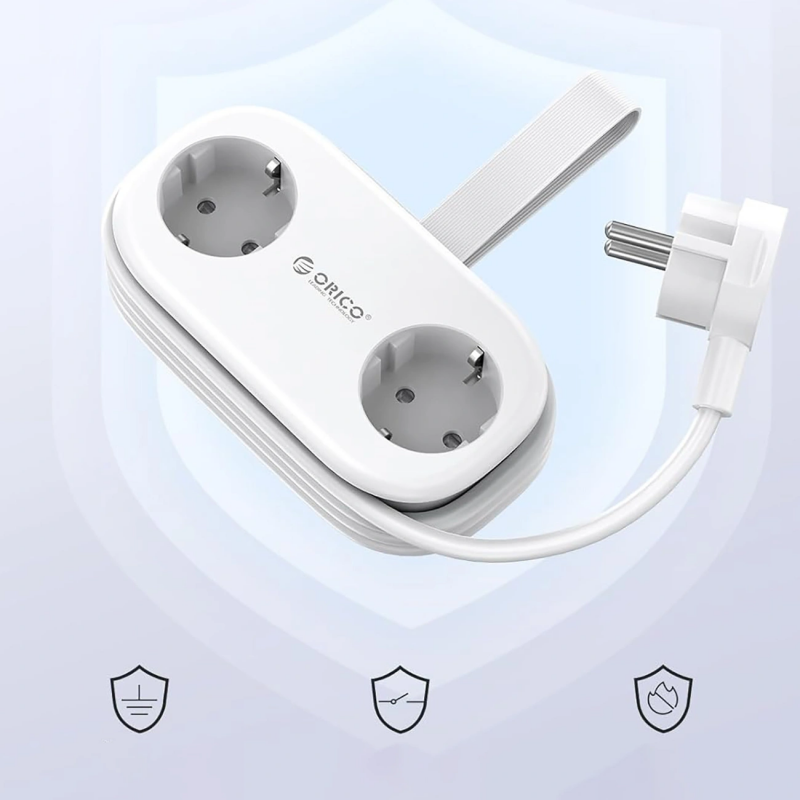 Prelungitor Orico AP3, 2 x Schuko - 2 x USB-A - 2 x USB-C, Alb - Varianta alba si folosirea in siguranta