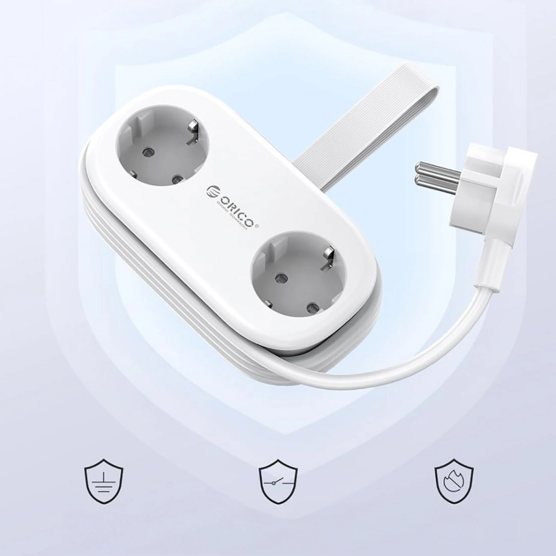 Prelungitor Orico APP, 2 x Schuko - 2 x USB-A - 1 x USB-C, Alb - Configuratia exacta a iesirilor
