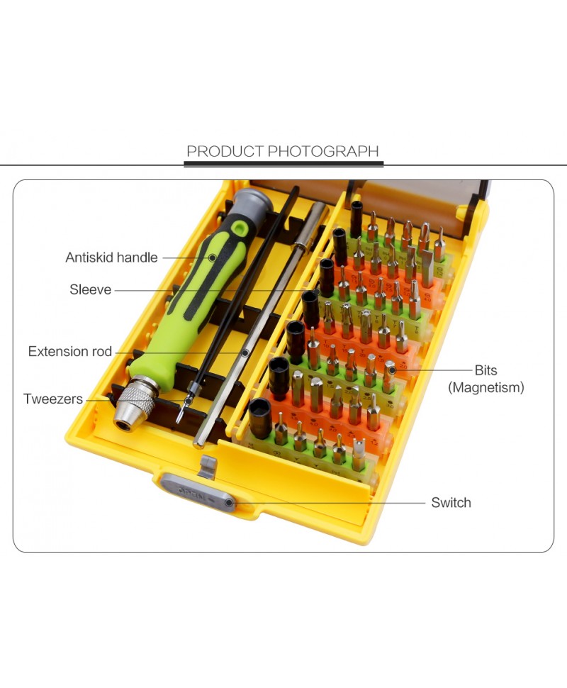 Trusa Surubelnite BST-8912, 45 Piese - Magnetul care tine surubul pe varf