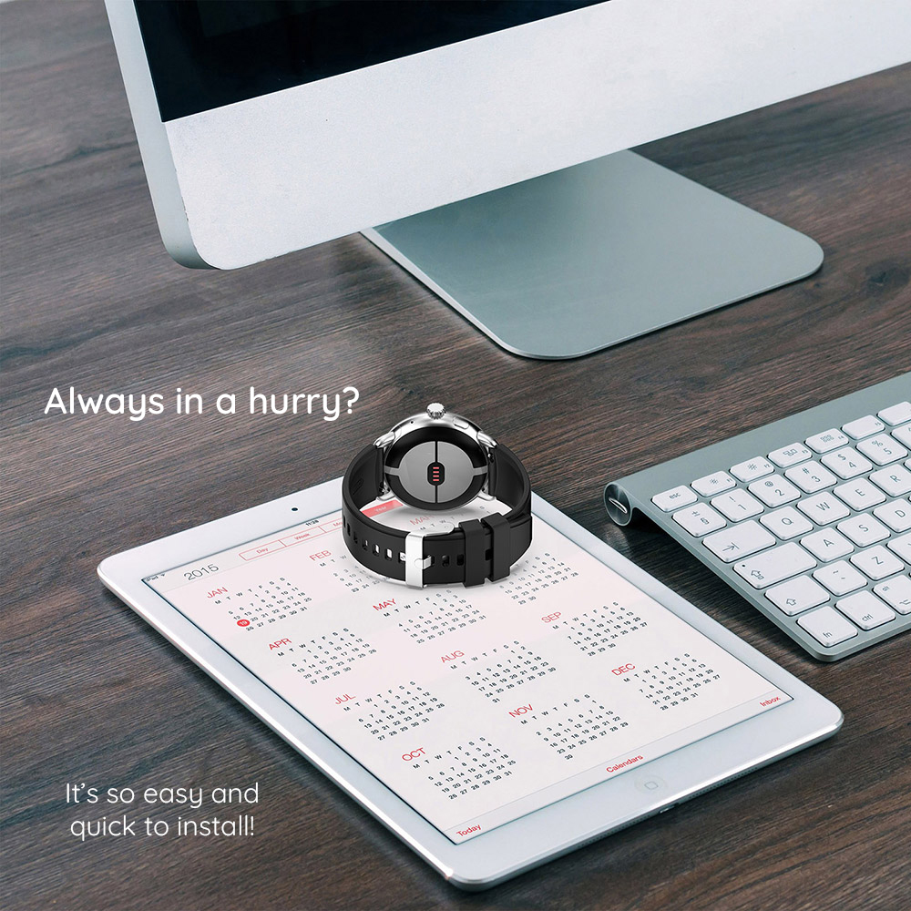 Curea Techsuit W026 pentru Huawei Watch / Xiaomi Watch Series, 22mm, Neagra - Durabilitate pe 22mm