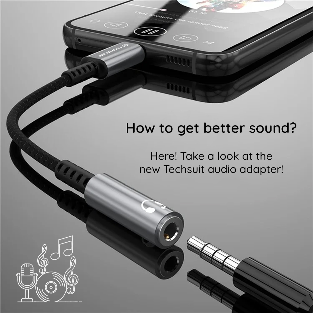 Adaptor Audio USB-C - 3.5mm Techsuit AC14 SonicPiX, Gri - Conversia care face diferenta