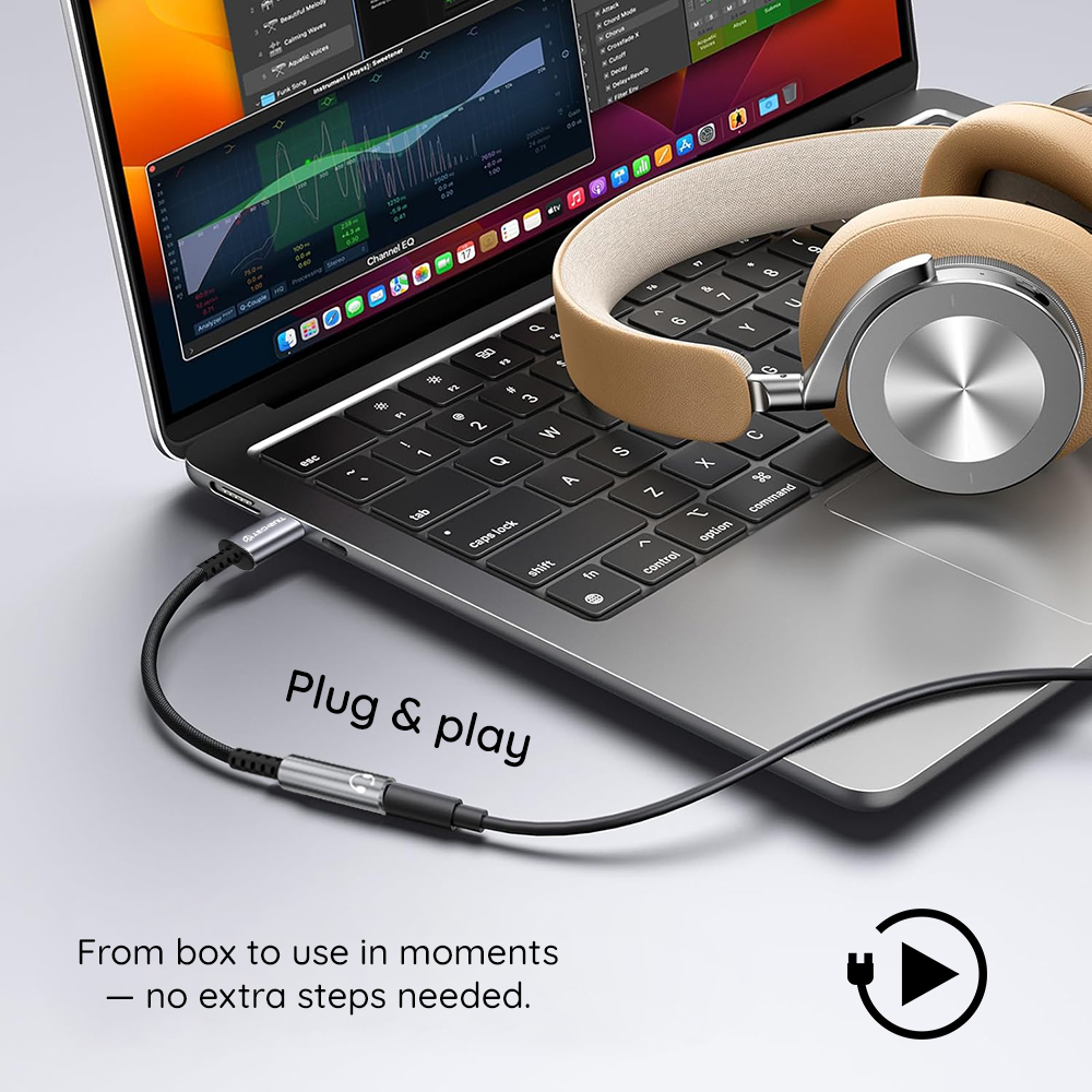 Adaptor Audio USB-C - 3.5mm Techsuit AC14 SonicPiX, Gri - Microfon si controale pastrate