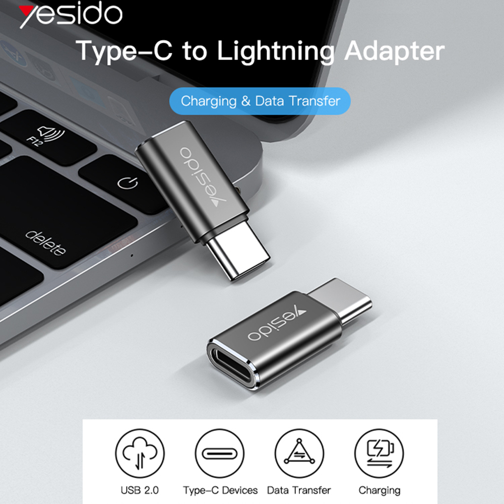 Adaptor Date si Incarcare Lightning - USB-C Yesido GS22, Gri - Cablurile vechi, la treaba din nou