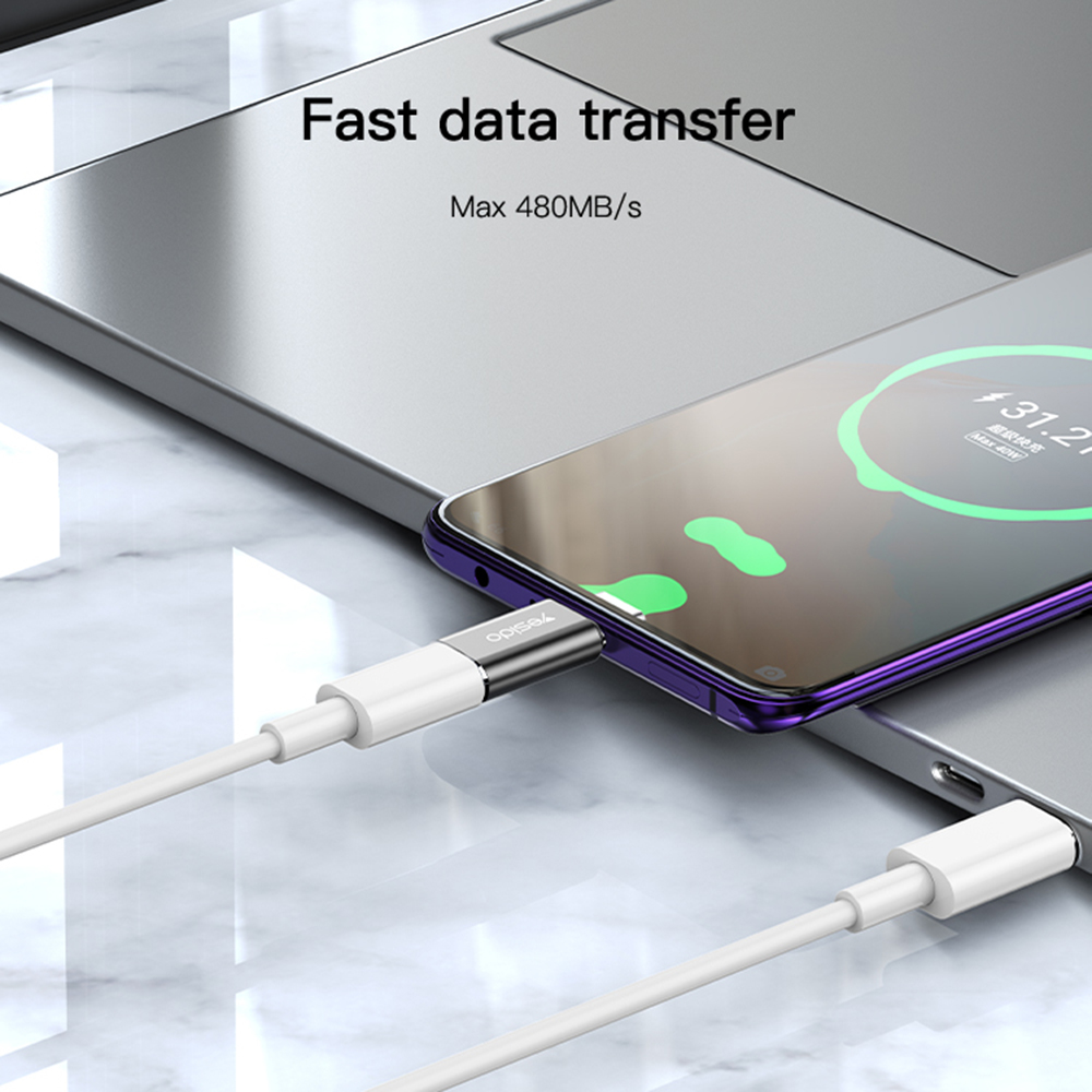 Adaptor Date si Incarcare Lightning - USB-C Yesido GS22, Gri - Incarcare si transfer