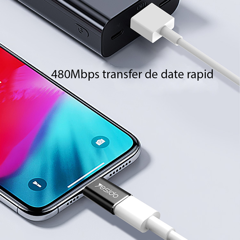 Adaptor Date si Incarcare USB-C - Lightning Yesido GS03, Negru - Cum se comporta la incarcare