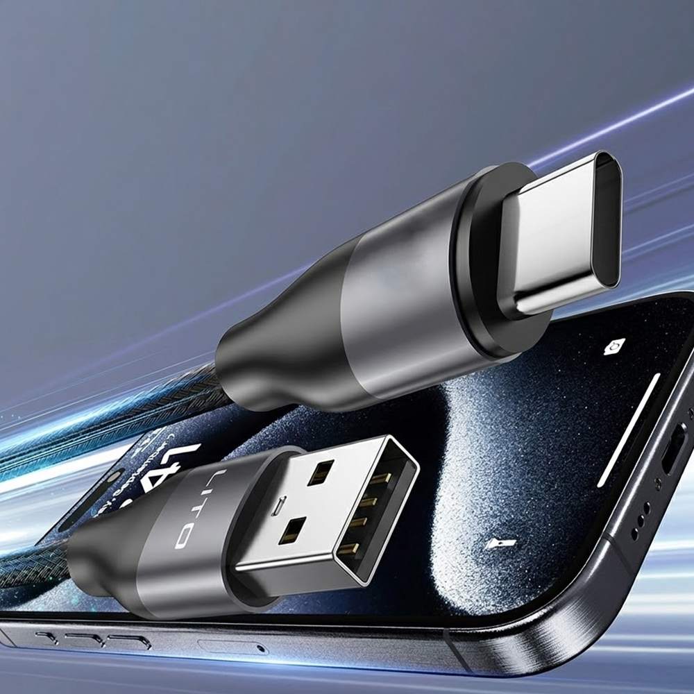 Cablu Date si Incarcare USB-A - USB-C Lito LD23T, 18W, 1m, Gri - Compatibilitate cu telefoane Android