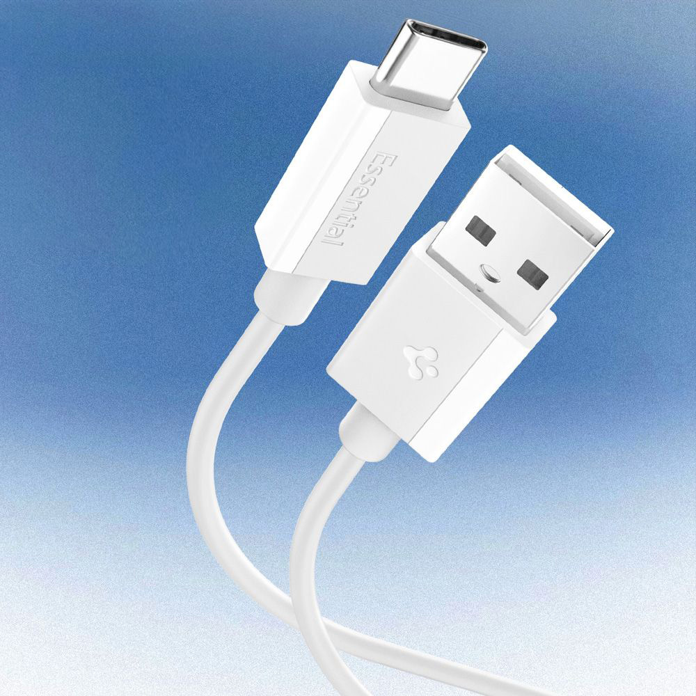 Cablu Date si Incarcare USB-A - USB-C Spigen Essential, 60W, 2m, Alb ACA08716 - Alimentare si transfer