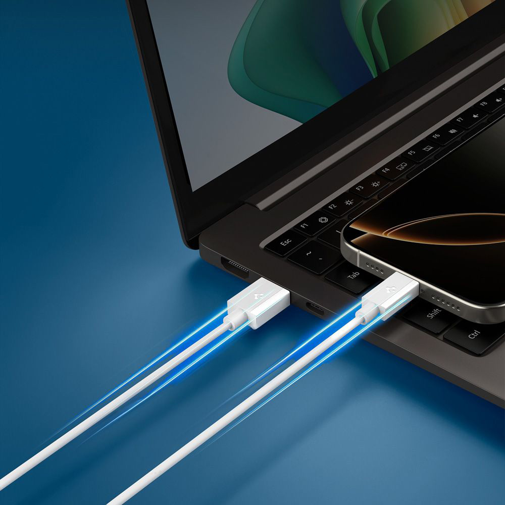 Cablu Date si Incarcare USB-A - USB-C Spigen Essential, 60W, 2m, Alb ACA08716 - Doi metri de miscare
