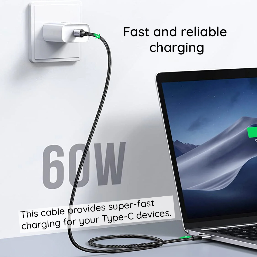 Cablu Date si Incarcare USB-C - USB-C UGREEN US261 (50152), 60W, 2m, Gri - Utilizare si intretinere
