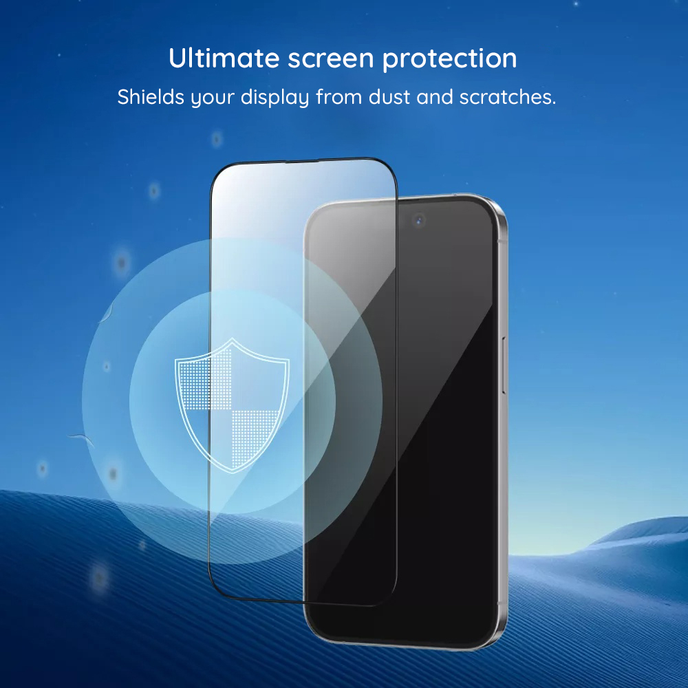 Folie de protectie Ecran Blueo Curved Edge AR Applicator pentru Apple iPhone 18 Pro / 17 Pro / 17 / 16 Pro, Sticla Securizata, Full Glue, 3D, Neagra - Modele compatibile