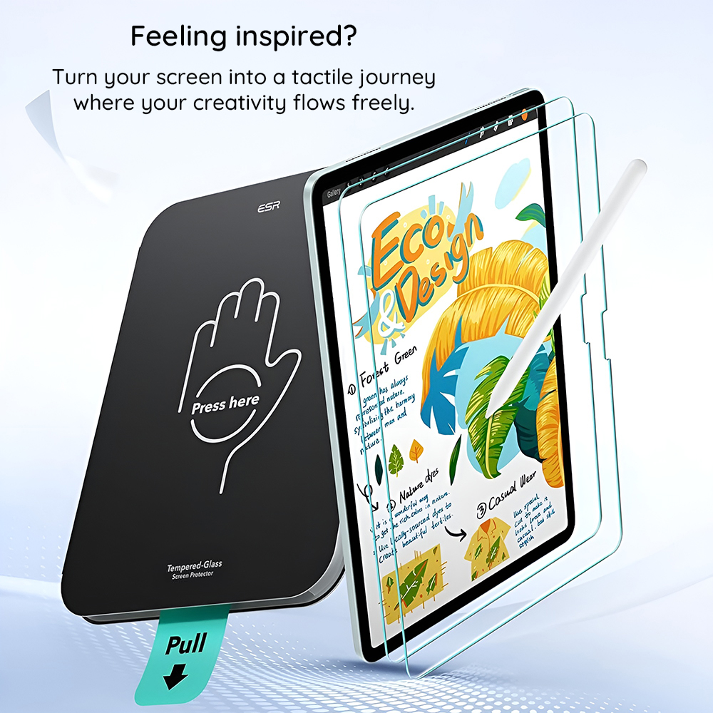 Folie de protectie Ecran ESR Paper Feel UltraFit pentru Apple iPad Air 13 (2026) / Air 13 (2025) / Air 13 (2024), Plastic, Set 2 bucati - Senzatia de hartie la scris