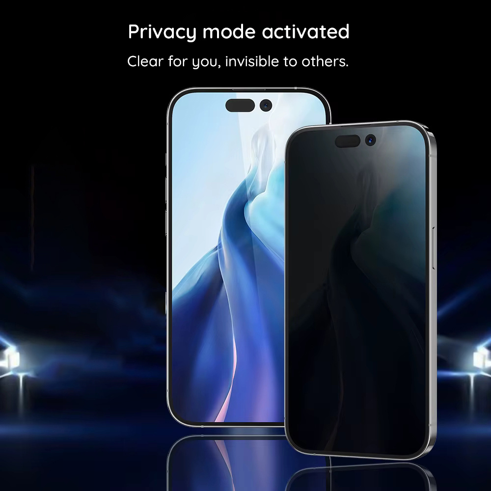Folie de protectie Ecran Privacy Blueo Anti-Peep pentru Apple iPhone 18 Pro, Sticla Securizata, Full Glue, Set 5 bucati - Compatibilitate