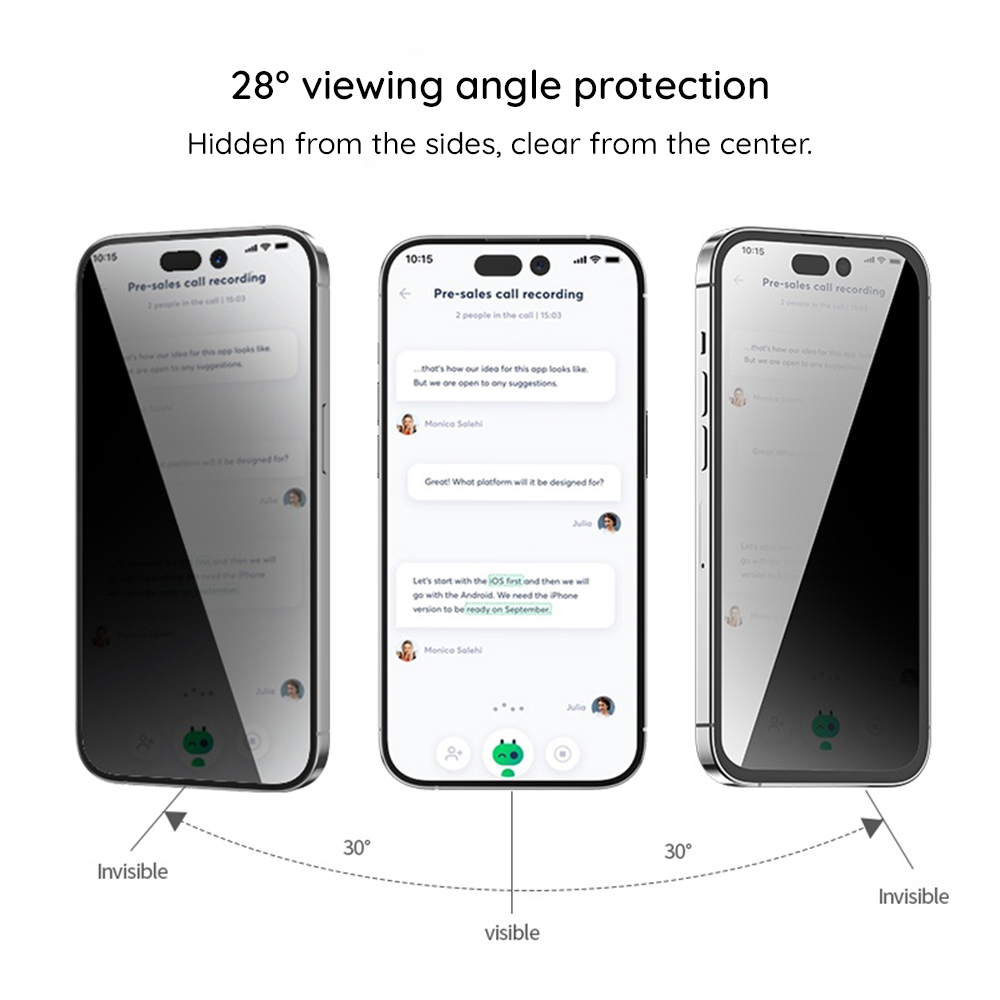 Folie de protectie Ecran Privacy Blueo Anti-Peep pentru Apple iPhone 18 Pro, Sticla Securizata, Full Glue, Set 5 bucati - Continutul setului