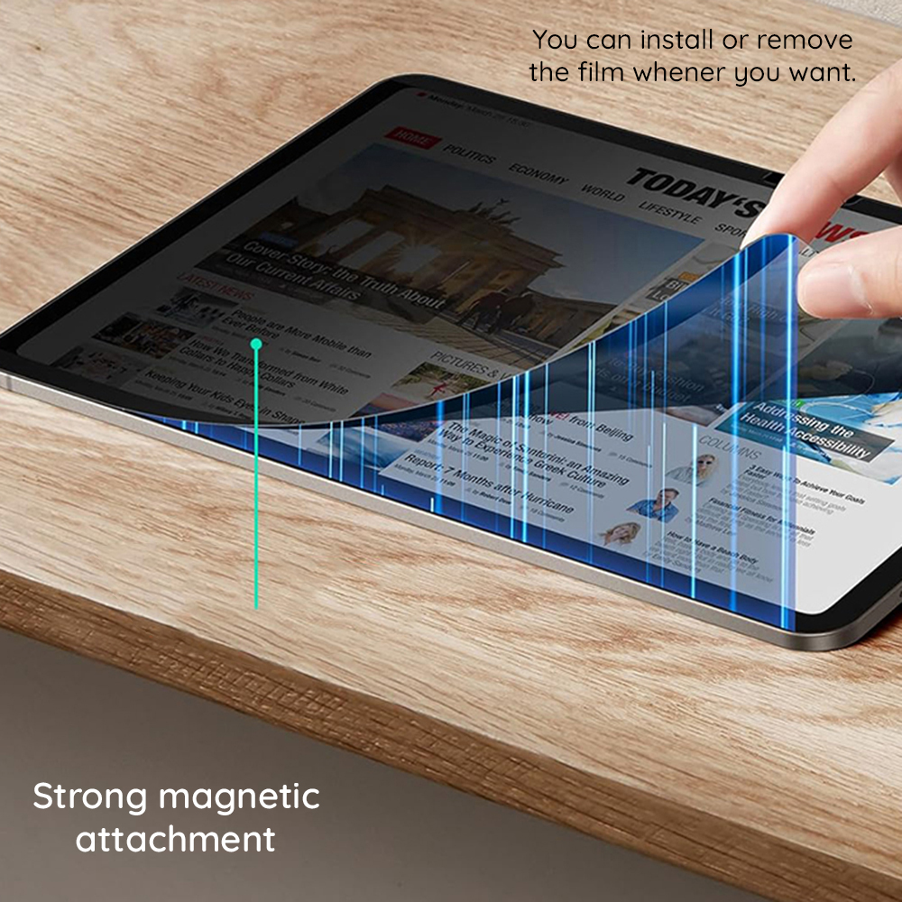Folie de protectie Ecran Privacy ESR Magnetic pentru Apple iPad Pro 13 (2024), Plastic - Prindere magnetica fara adeziv