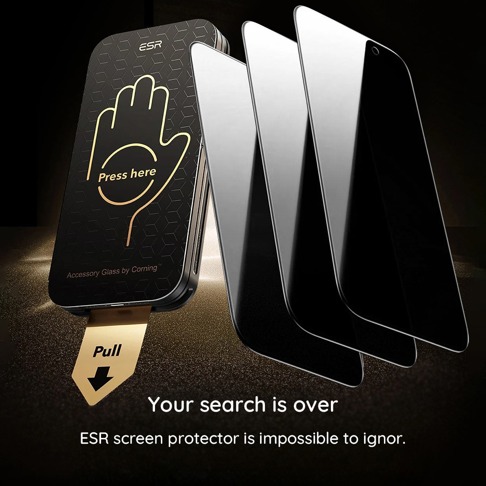 Folie de protectie Ecran Privacy ESR UltraFit Armorite Pro pentru Apple iPhone 17 Pro Max, Sticla Securizata, Full Glue, Set 3 bucati - Confidentialitate reala pe ecran