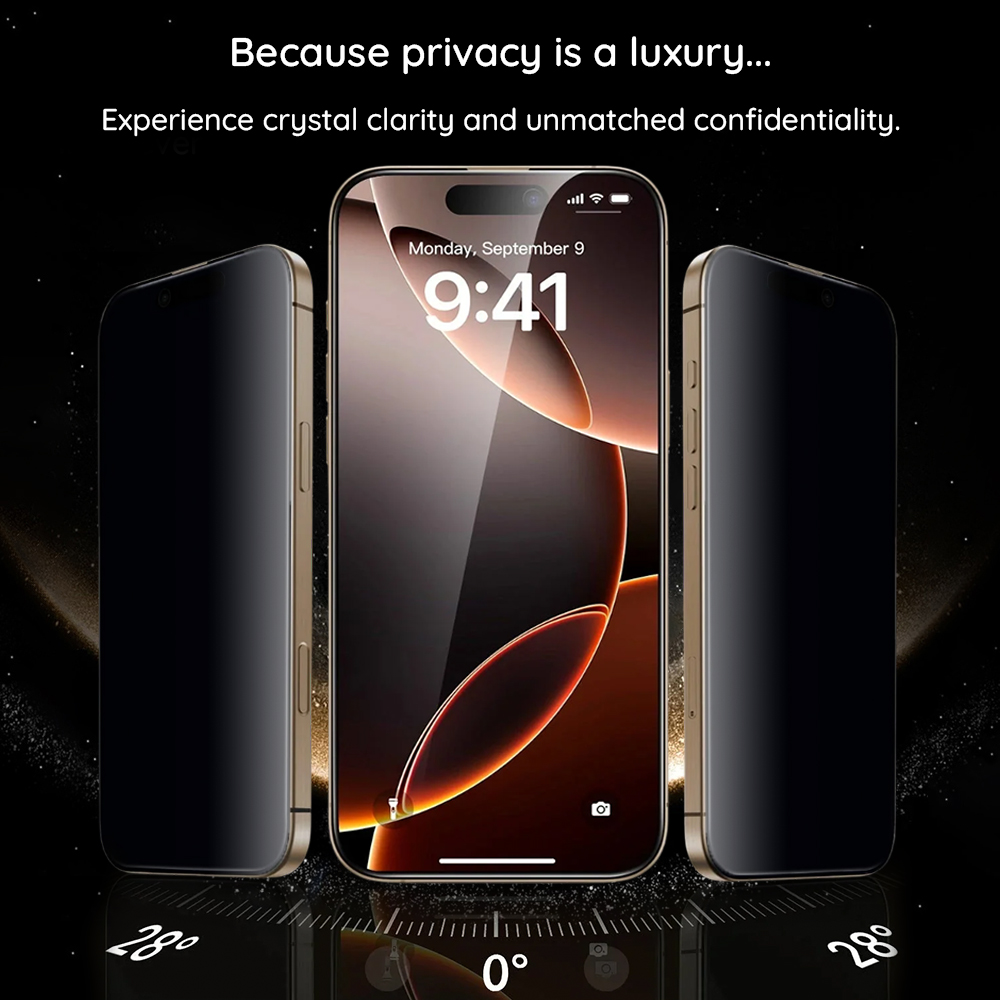 Folie de protectie Ecran Privacy ESR UltraFit Armorite Pro pentru Apple iPhone 17 Pro Max, Sticla Securizata, Full Glue, Set 3 bucati - Aplicare Full Glue fara bule