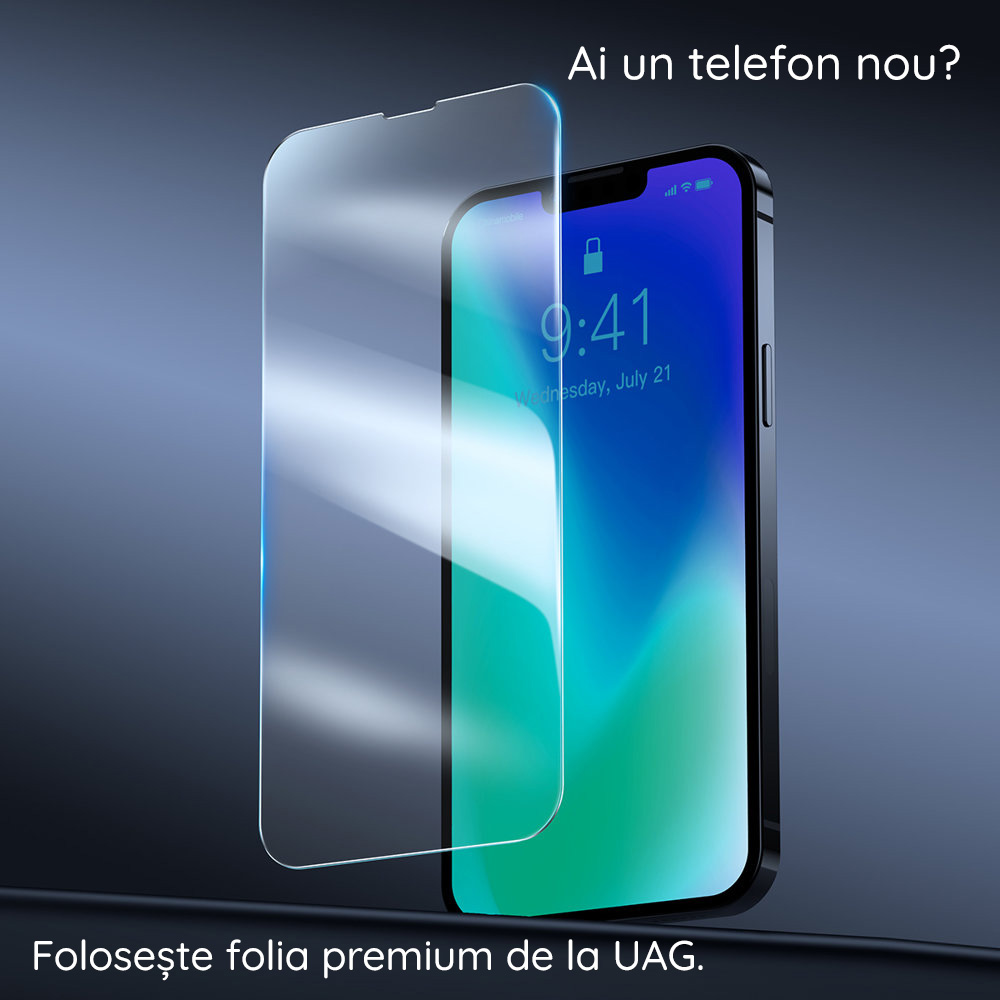 Folie de protectie Ecran Urban Armor Gear Shield pentru Apple iPhone 17, Sticla Securizata, Full Glue - Adeziv Full Glue, lipit pe toata suprafata