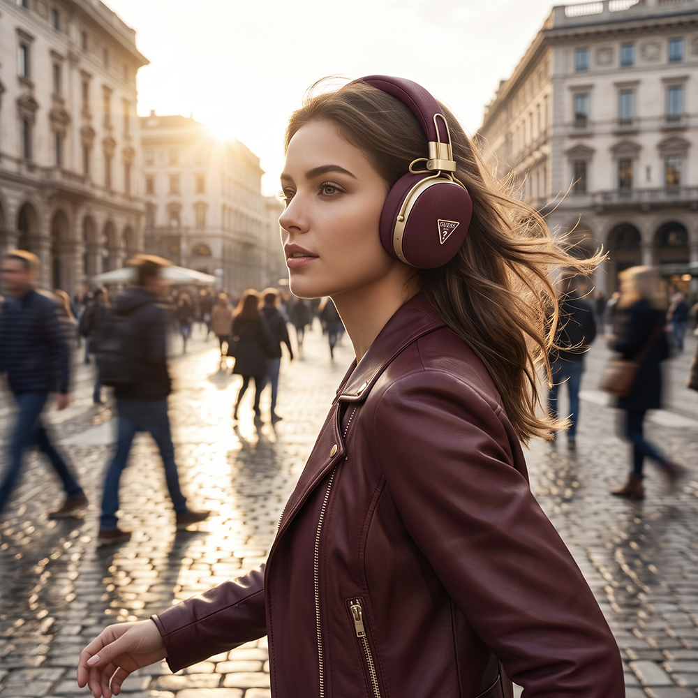 Handsfree Bluetooth Guess Grained Triangle Logo, A2DP, Albastru - Caracteristici