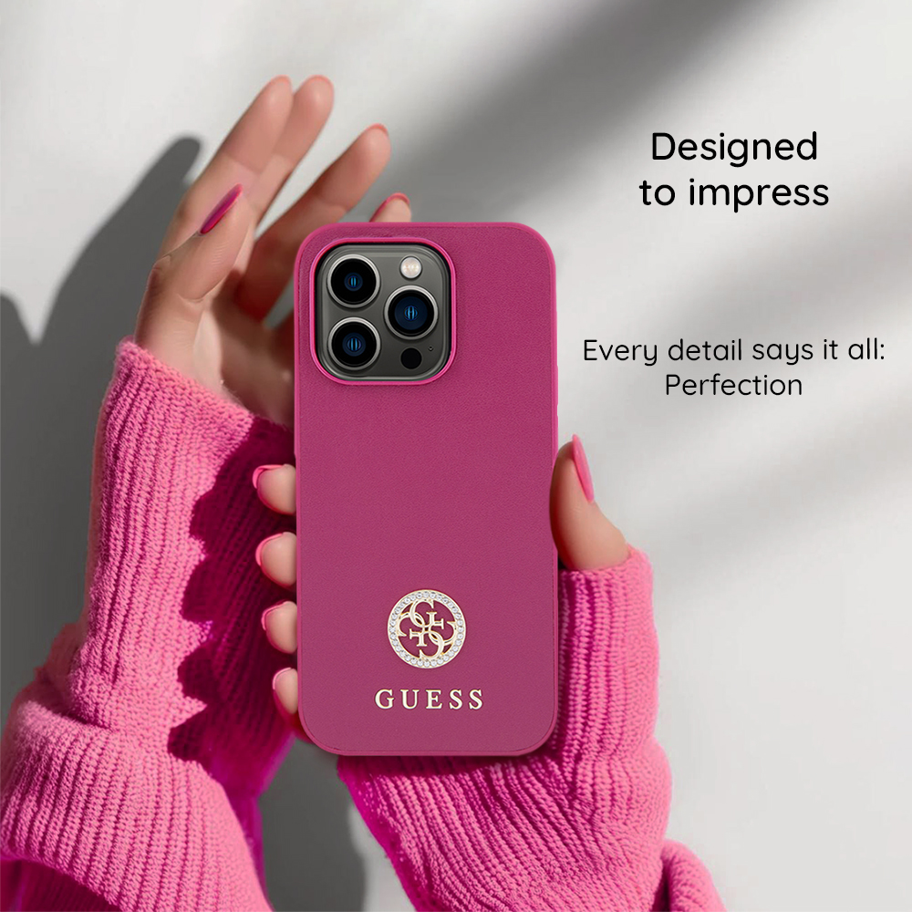Husa MagSafe pentru Apple iPhone 18 Pro / 17 Pro, Guess, Croco Triangle Logo, Neagra - Detalii de design