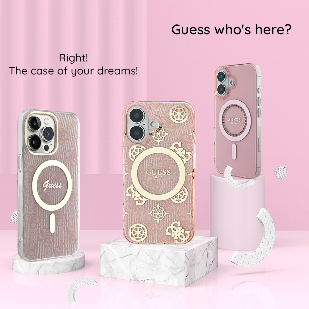 Husa MagSafe pentru Apple iPhone 18 Pro / 17 Pro, Guess, IML Script Metal, Transparenta - Compatibilitate