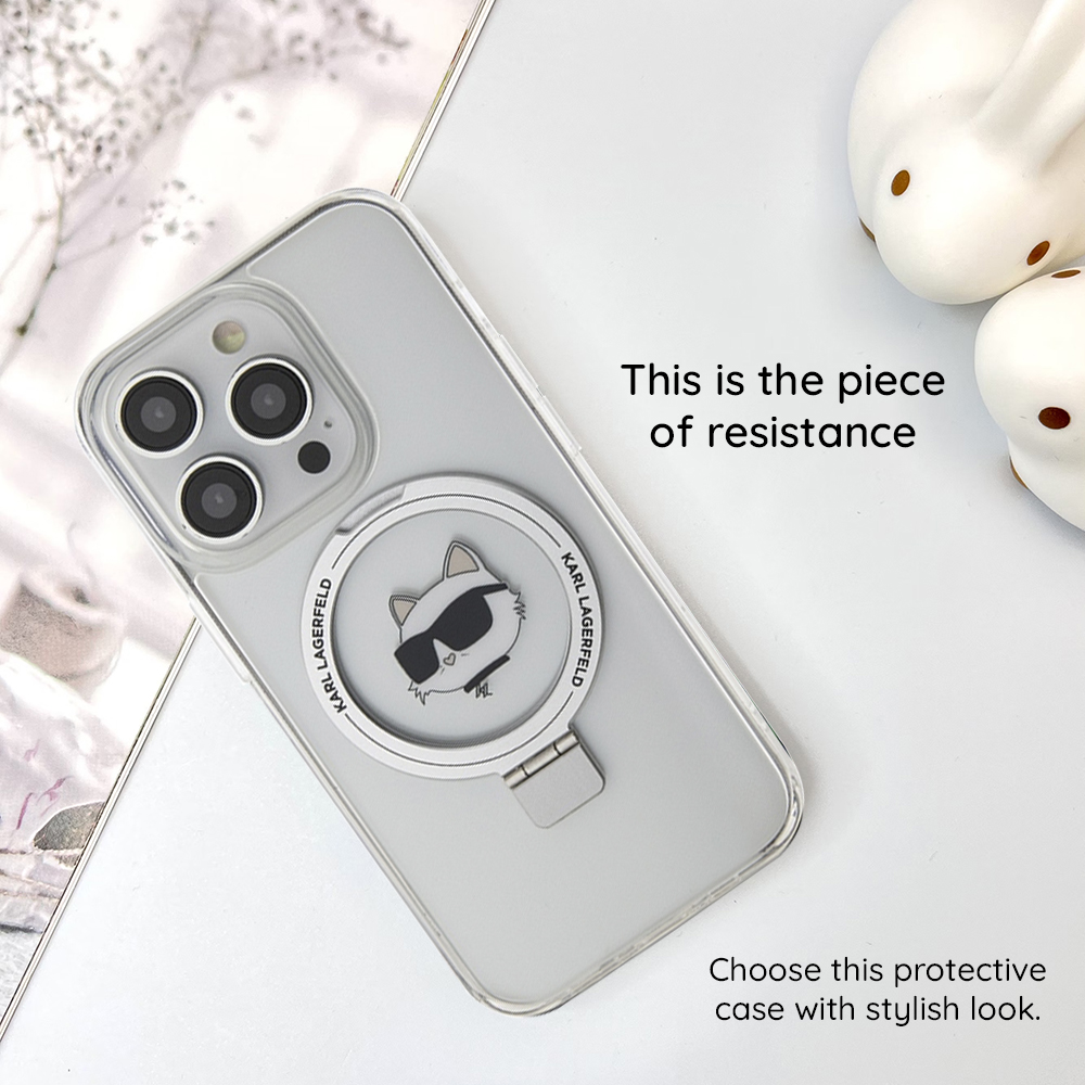 Husa MagSafe pentru Apple iPhone 18 Pro / 17 Pro, Karl Lagerfeld, Ring Stand 360 Choupette Pin, Roz - Caracteristici