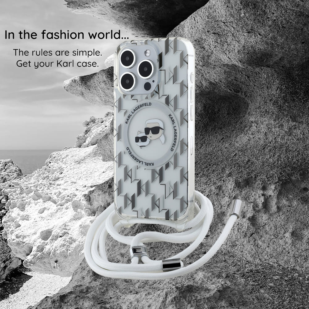 Husa MagSafe pentru Apple iPhone 18 Pro Max / 17 Pro Max, Karl Lagerfeld, IML Peekaboo Print and Metal Frame, Neagra - Compatibilitate