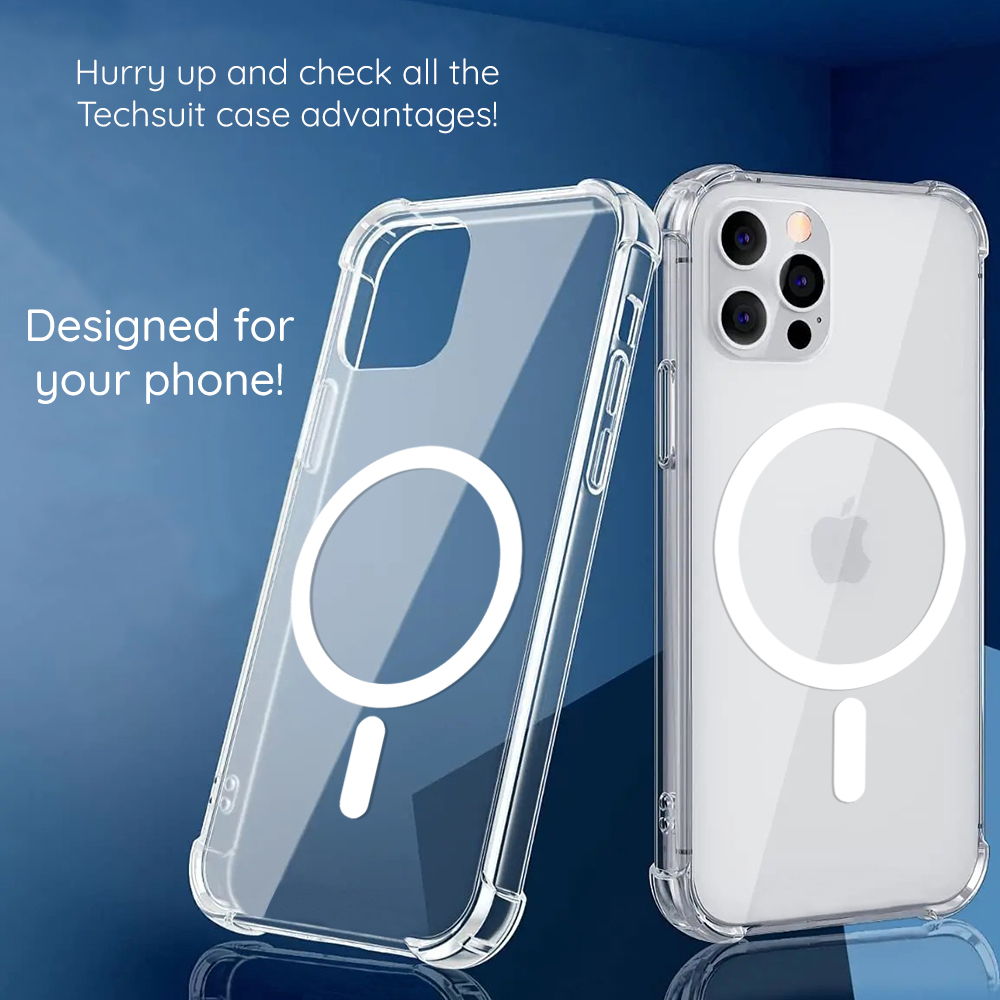 Husa MagSafe pentru Samsung Galaxy A55 5G A556, Techsuit, Shockproof Clear, Fumurie - Protectie suplimentara pe o rama deja solida