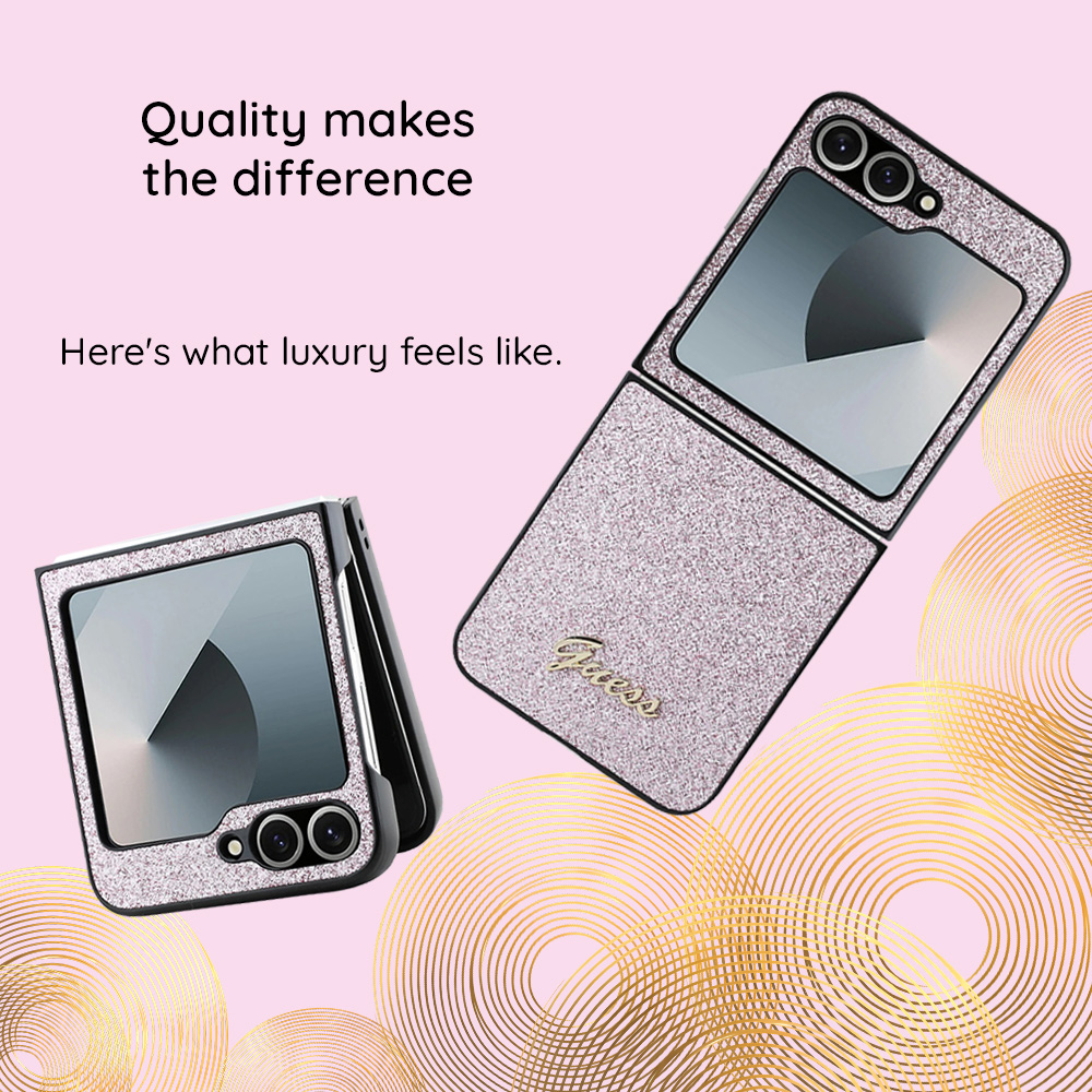 Husa pentru Apple iPhone 15, Guess, Liquid Glitter Gold Stripes, Neagra - Protectie la zi cu zi
