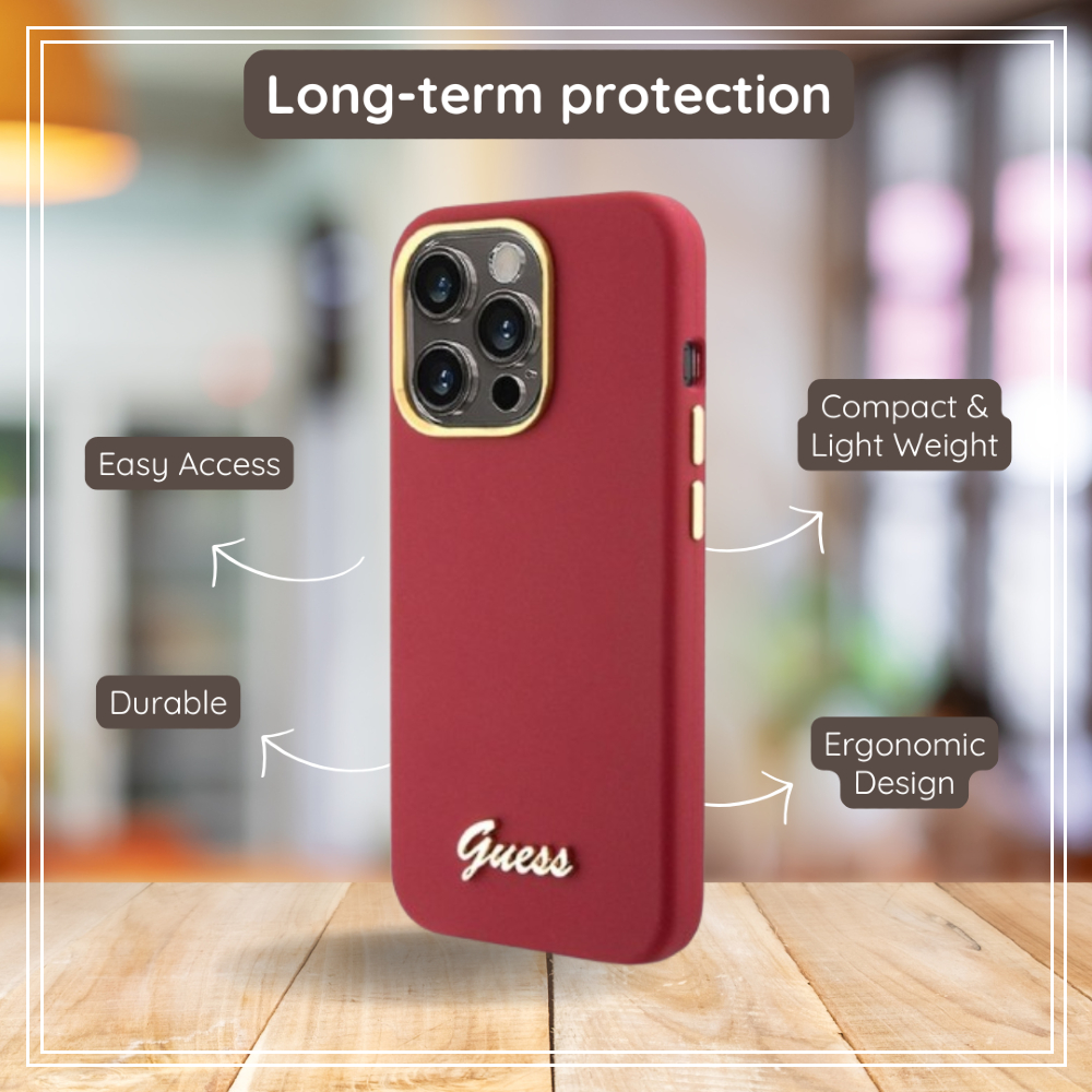 Husa pentru Apple iPhone 15, Guess, Logo Strass 4G, Roz Deschis - Protectie la zi cu zi